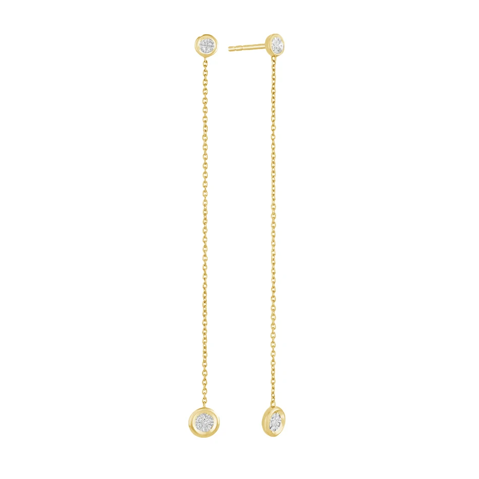 

women fashion jewelry 18k gold vermeil popular trendy jewelry 925 sterling silver dangle chain diamond stud earrings