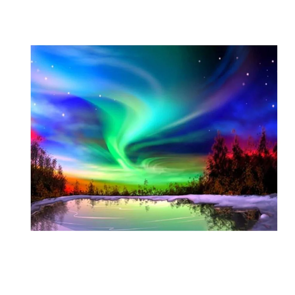 5d Diamond Painting Square Drill Landscape Aurora Borealis Landscape