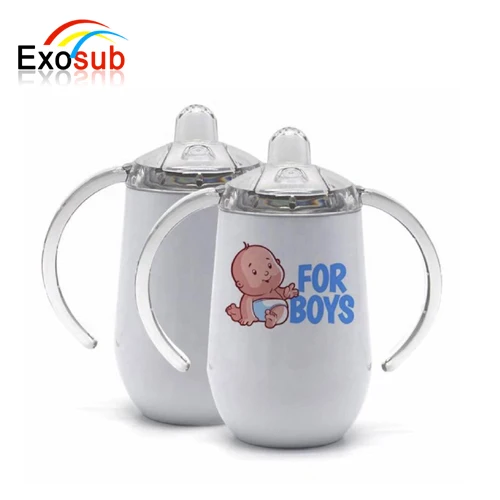 

Wholesale blank kids sippy tumbler with straw, White