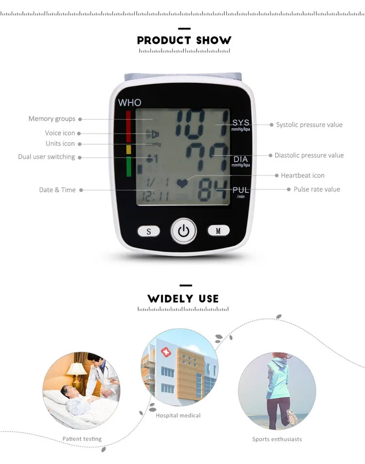 
JIUYI High Quality Electronic Digital Watch Blood Pressure Sphygmomanometer 