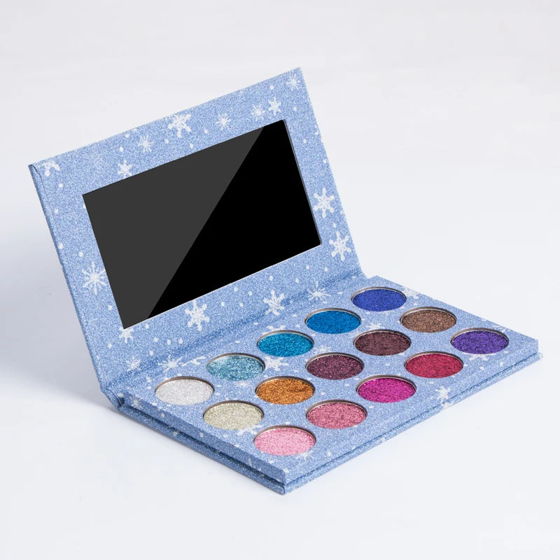 

Private Label 15 Colors Glitter Matte Powder Blue Eyeshadow Palette