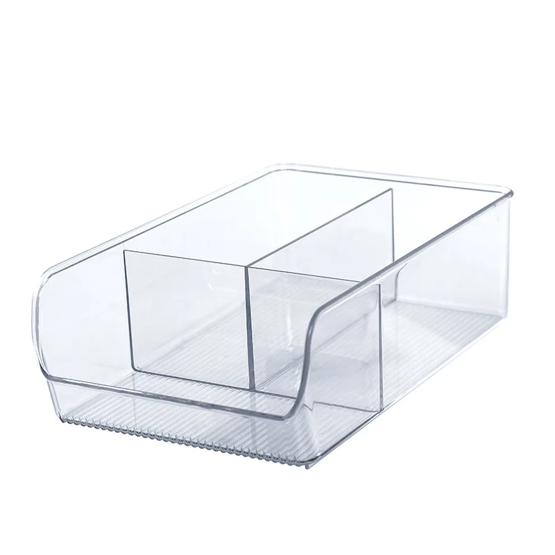 

Pantry Refrigerator Organizer Container 3 Compartment Divided Plastic Clear Food Seasoning Storage Bin Box for Fridge, Transparennt