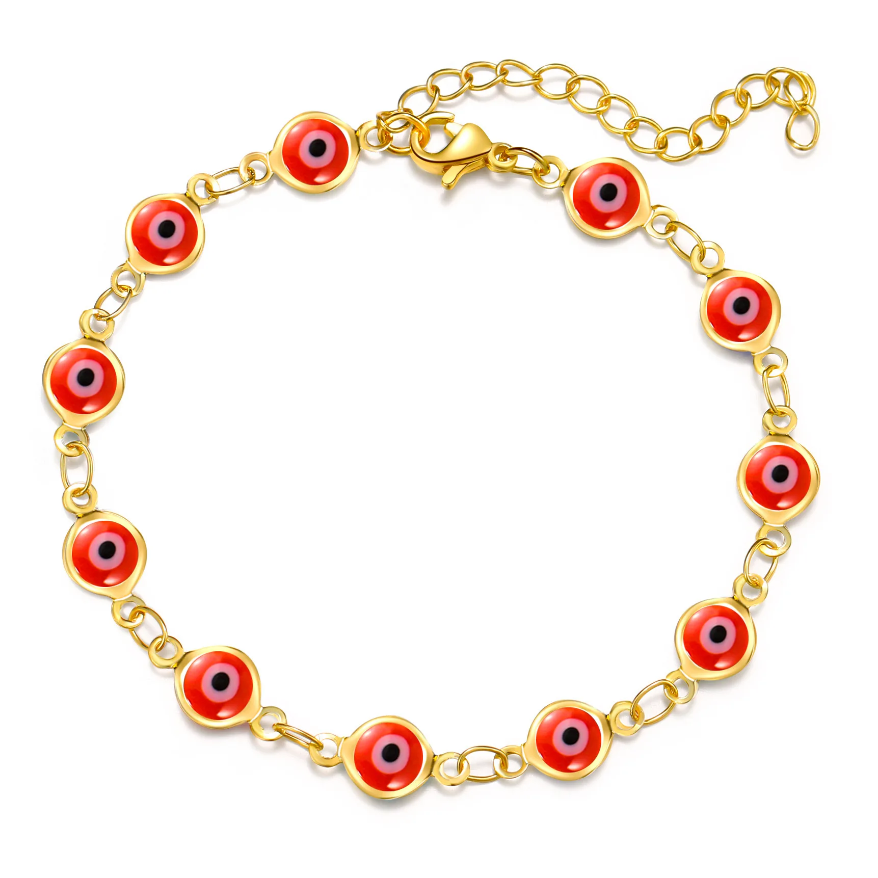

Drop-shipping Amazon Cute Anklets 2021 New Design Fashion Gold Silver Brass Evil Eyes Bead Anklet For Women, Gold silver rose-gold