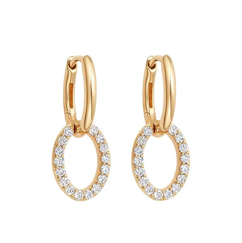 

Gemnel elegant laid-back luxury jewelry bright real gold plated earring oval zircon charm delicate hoop earring