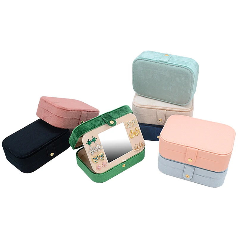 

Hot Sale Women Girls Stud Earrings Box Organizer Portable Jewellery Storage Case Velvet Small Travel Jewelry Boxes