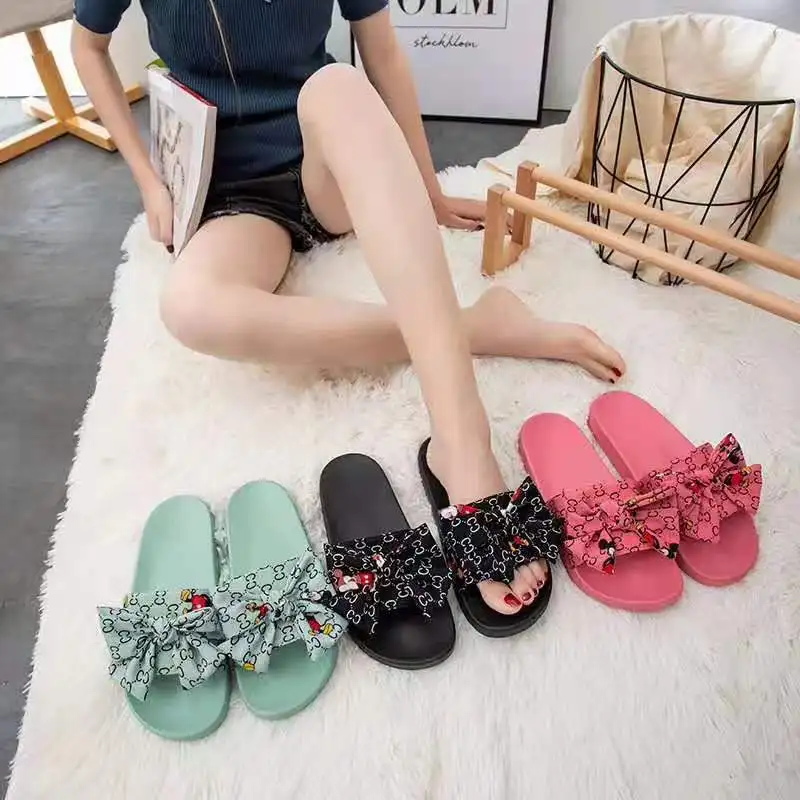 

Summer Wholesale New Fashion bowknot women's slippers indoor and outdoor comfortable slippers