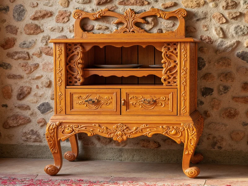 Handcrafted Cajun wooden furniture with traditional motifs
