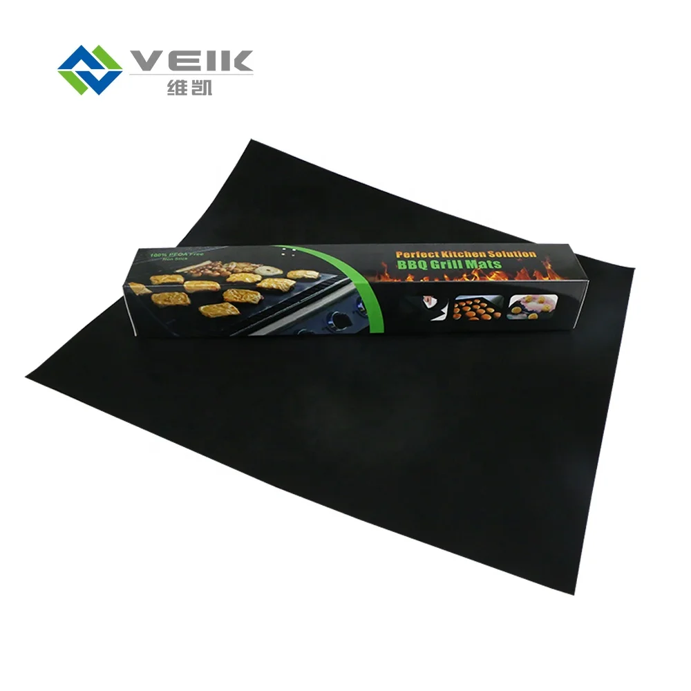 

customized fireproof charcoal ptfe non-stick bbq grill mat cooking sheet oven liner, Black,