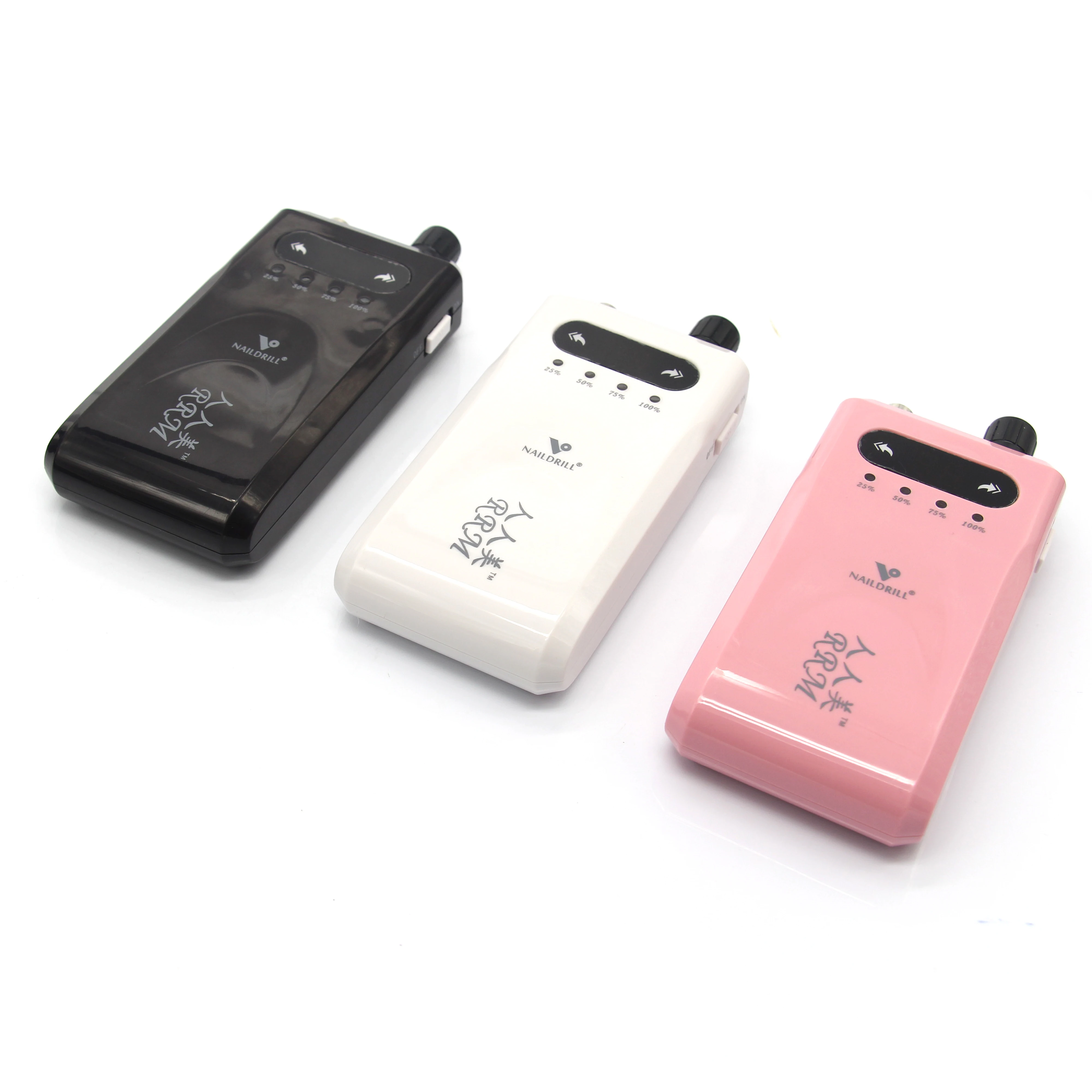

strong drill Professional Rechargeable handpiece slim low noise NP-001 Portable Electric Manicure Nail Drill Machine, White & pink & black