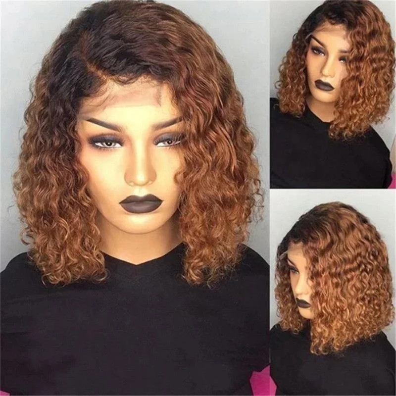 

Wig Female African Small Curly Short Hair Black Gradient Brown