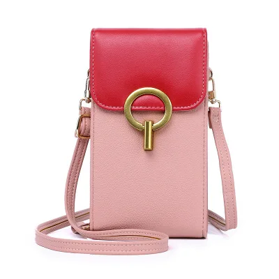 

Amazon Hot Sale Women'S Large Capacity Coin Cellphone Shoulder Bags Card Holder Wallet Purse Zipper Crossbody Mobile Phone Bag, Pink, black, red, apricot, pink-red