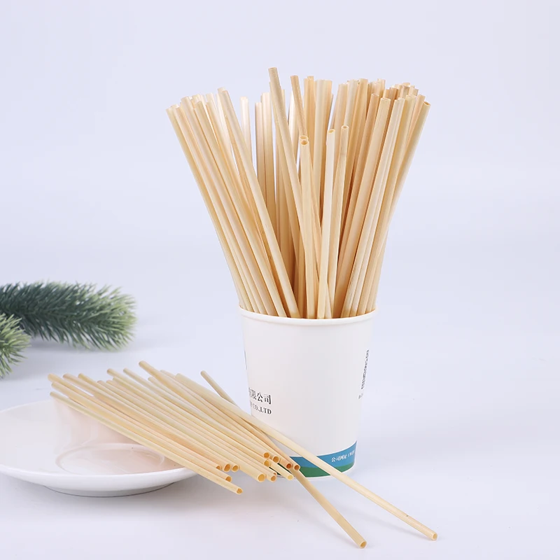 

500pcs Package Eco Friendly Biodegradable Compostable Dry Wheat Stem Straw Set, Natural