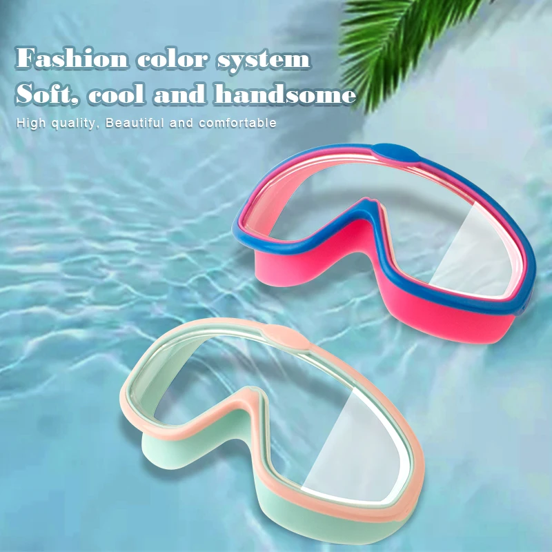 

New Arrival Color Matching Child Swim Goggle Fashion Big Frame Kids Silicon Swimming Goggles No Leaking Anti Fog, Customized