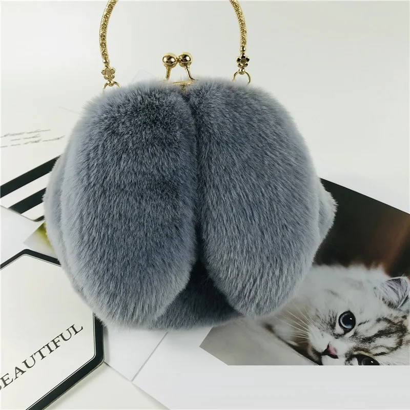 

2021 New Arrival Ladies Furry Bags Handbag Cute Autumn and Winter New Designs Rabbit Ears Purses Handbags For Women, As picture