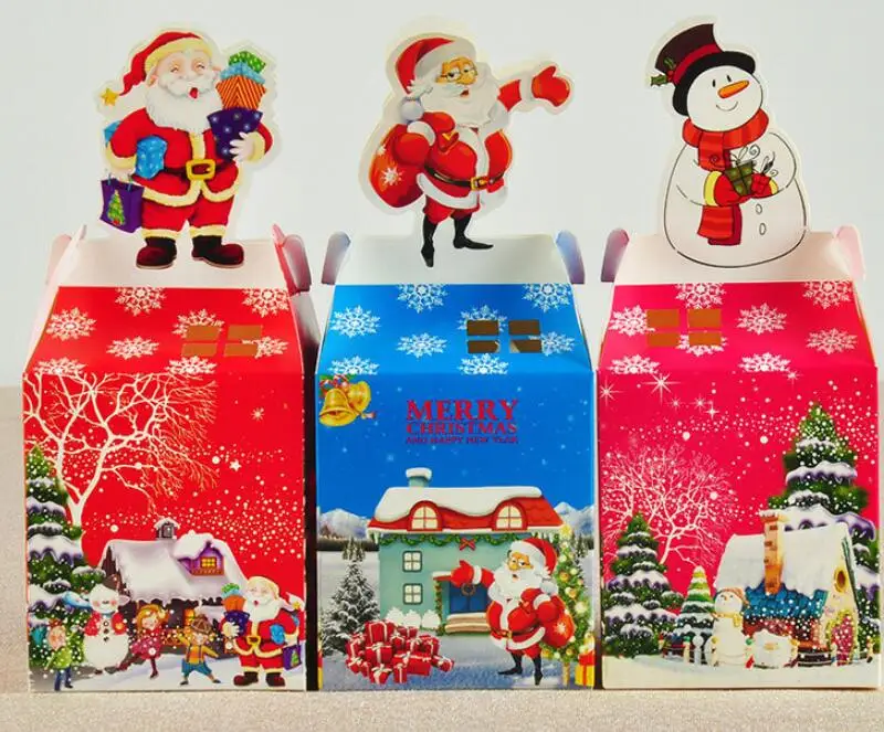 Feliz Cajas de dulces de Navidad de Santa regalo de muñeco de nieve 