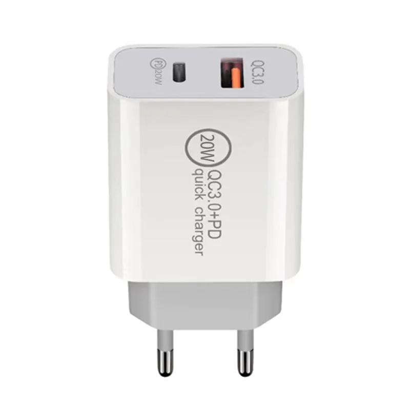 

Usb Charger Mobile Phone Chargers Dual Usb Quick Charging 3.0 PD 20w Fast Wall Charger UK US Plugs Ready To ship