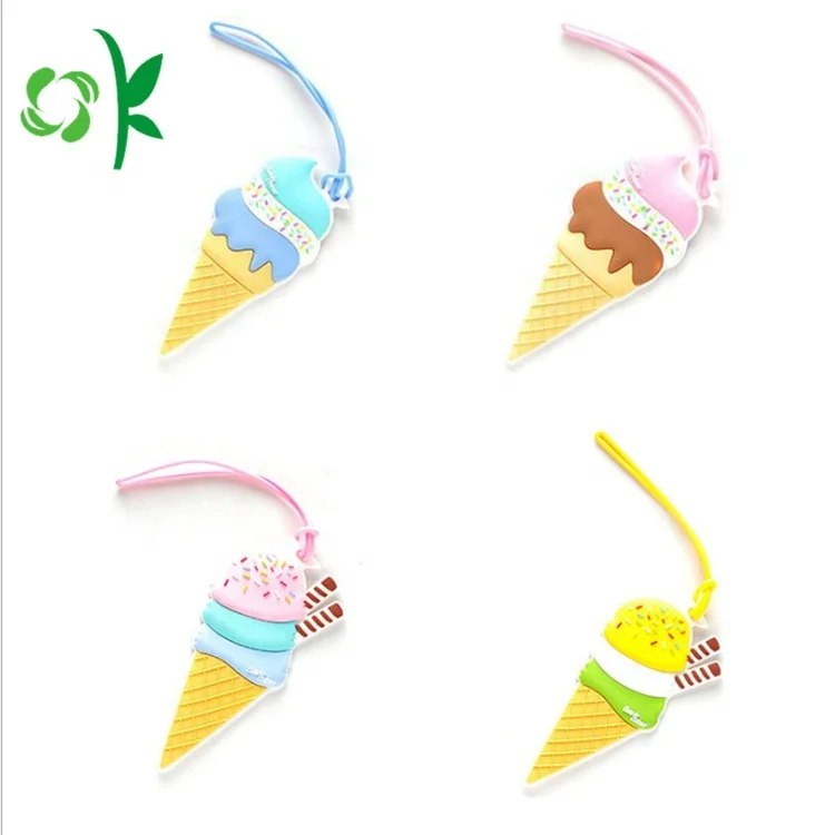

OKSILICONE Personalized 3D Design Ice Cream Luggage Tag Lovely For Travel Suitcase ID Address Holder Boarding Registration Tag, As picture shown/customized