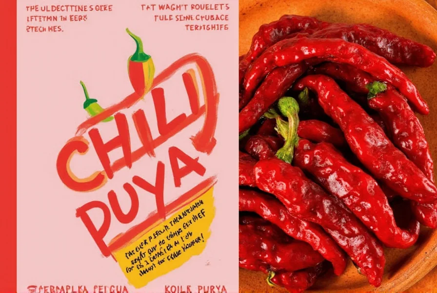 Dried chili puya peppers in a rustic bowl