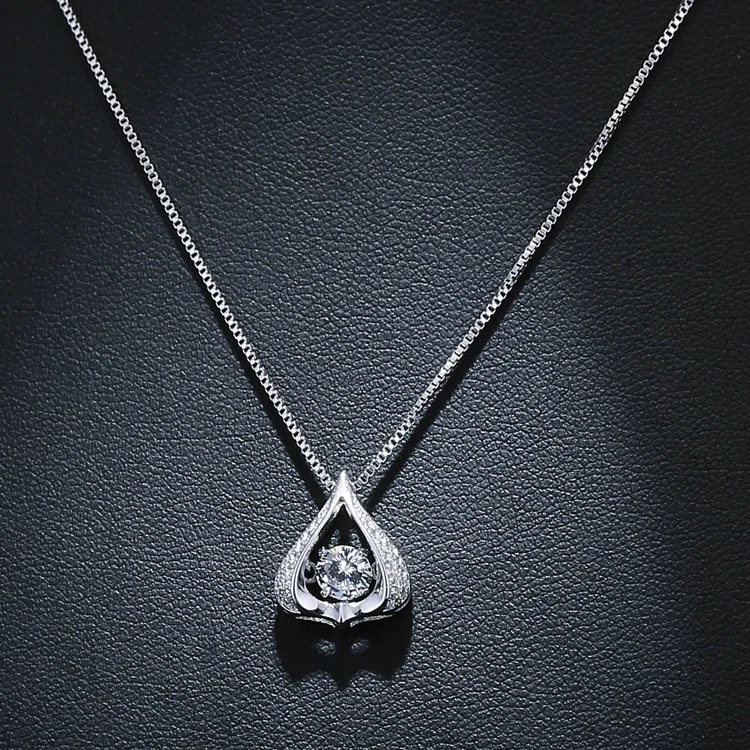 925 Sterling Silver Zircon Drops of Water Necklace  Pendant Fashion Sterling Silver Jewelry Statement for Women Bijoux