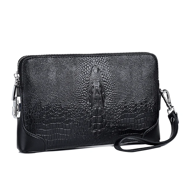 

Wholesale new style men's clutch bag password lock fashion casual clutch bag crocodile head large capacity business men's bag, Black