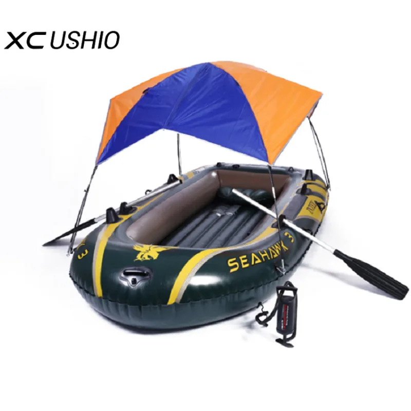 

2-4 Persons Inflatable Boat Fishing Sun Shade Rain Canopy Cover Folding Easy Setup Sunshade Tarp Tent Hovercraft Accessories, Orange+blue