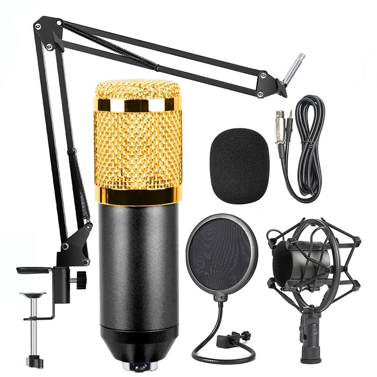

Amazon Hot Sale Studio Recording Equipment BM800 Condenser Mic Microphone with Shock Mount Arm Scissor Stand Filter