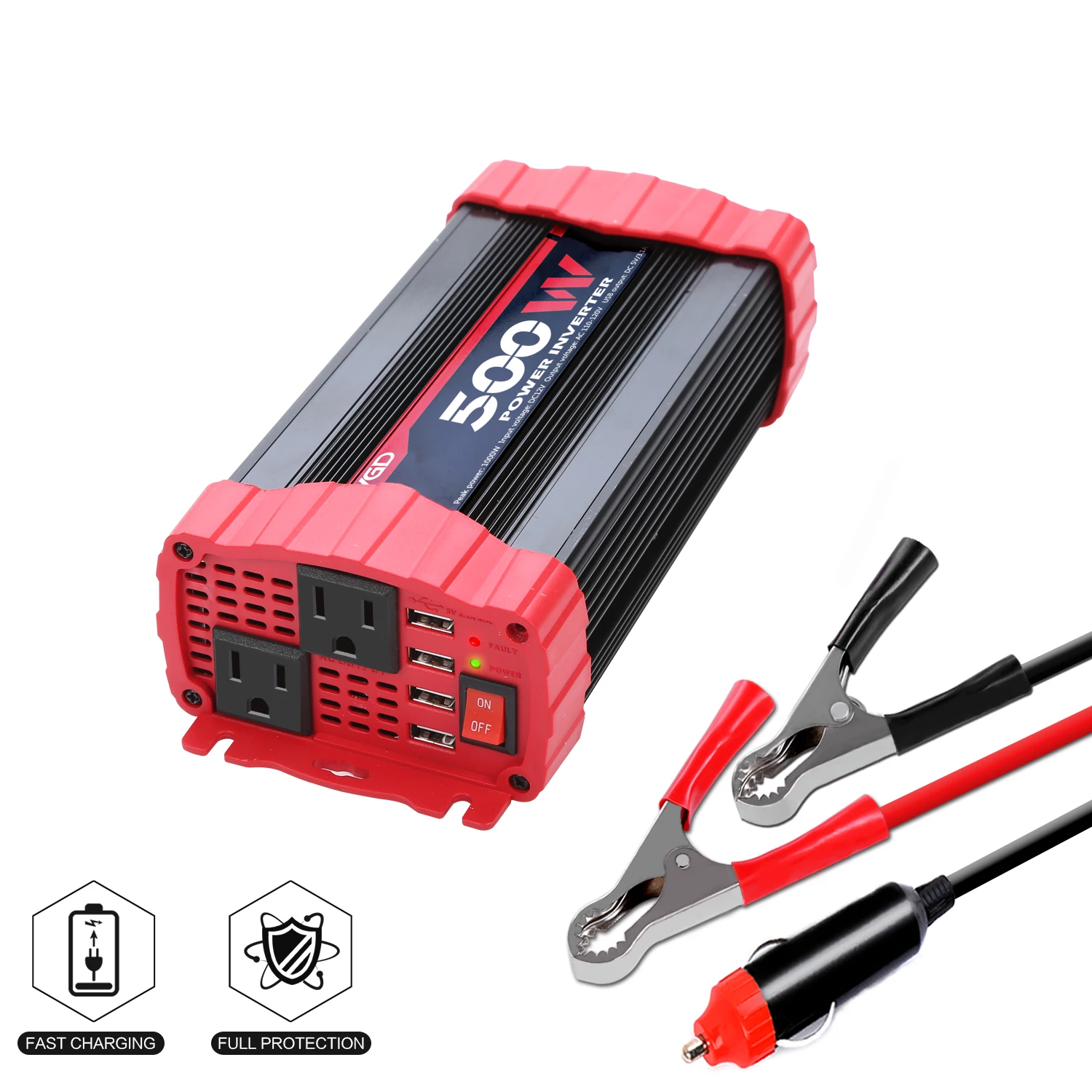 Bygd 500w Car Power Inverter Dc To Ac Inverter 12v/24v 110v/220v Power