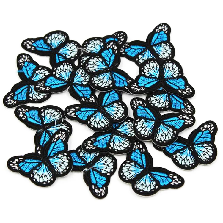 

Ready to ship 12 pieces different colors 6.9*4.5cm embroidery butterfly patches for clothing, 12 colors