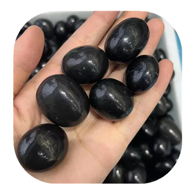 

Wholesale crystals healing gemstone natural black obsidian tumbled stones for sale