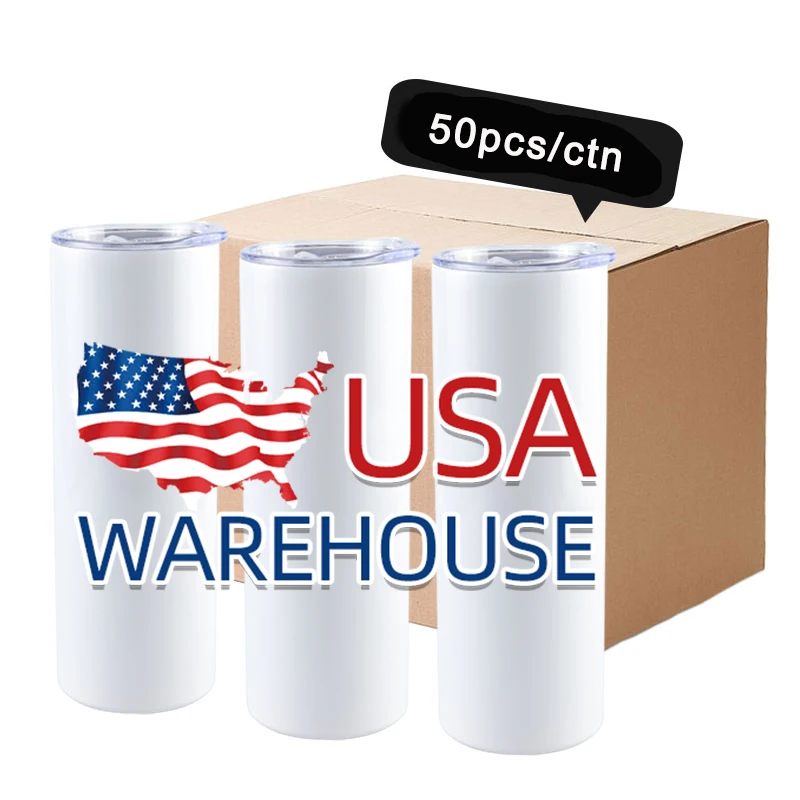 

US Warehouse Fast Shipping 20 Oz Double Wall Stainless Steel Drinking Cups Metal Mug White Blank Sublimation Tumbler