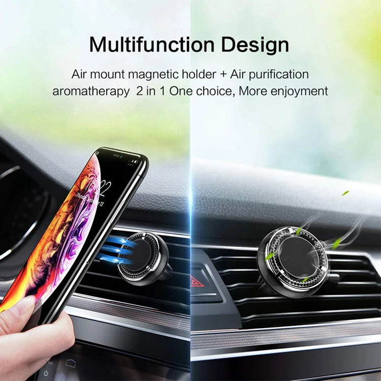 

original mobile phone mount 360 degree rotating magnetic car phone holder stand for iphone for samsung with perfume, Golden,silver,red,green