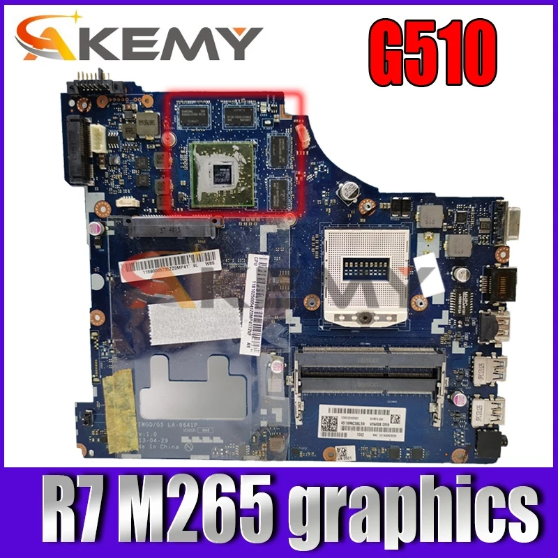 

Akemy 11S90005735 Notebook PC Main Board For ideapad G510 Laptop Motherboard VIWGQ LA-9641P Radeon R7 M265 graphics