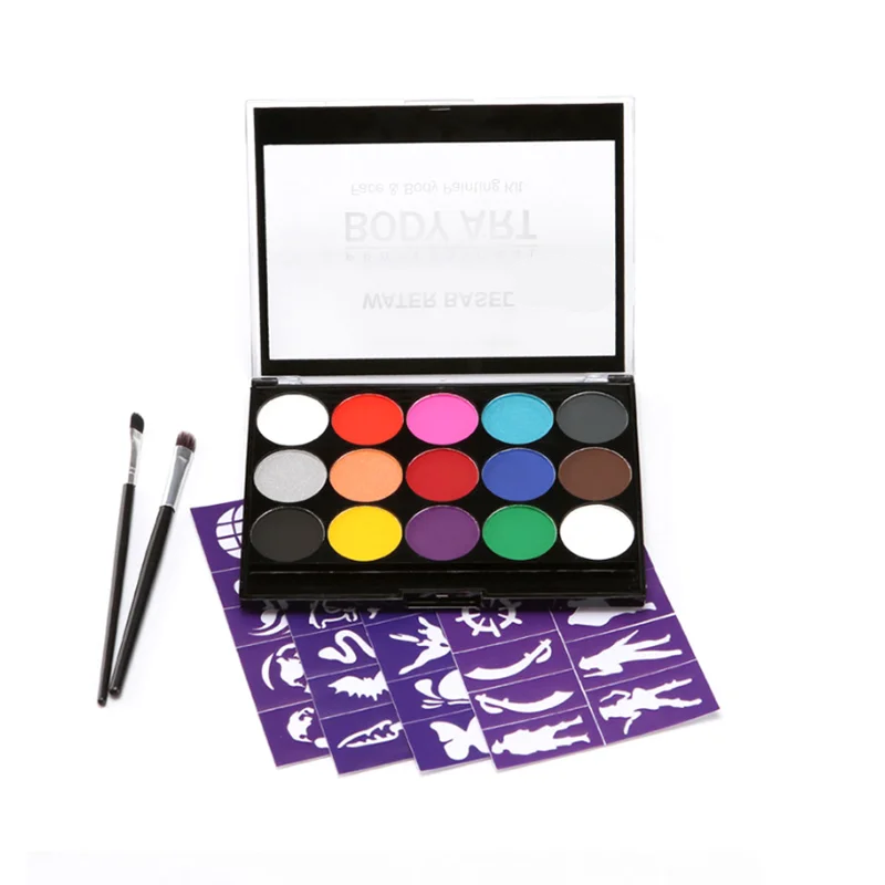 

Amazon Hot Selling 15 Colors Water Based Face Paint Water Set For kids Halloween Cosplay