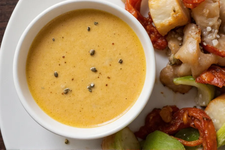 Homemade hibachi ginger dressing in a glass container with fresh ginger and ingredients