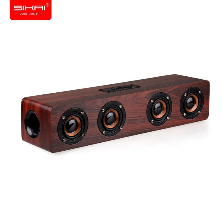 

SIAKI Dropshipping W8 wooden Speaker 12W Wireless BT Subwoofer Speaker Column Soundbar FM Outdoor Portable Column Speaker