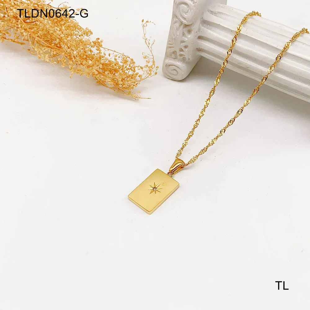 

gold plated 18k fashion star necklaces gold plated stainless steel Necklace Jewelry 18k diamond zircon jewelry wholesale