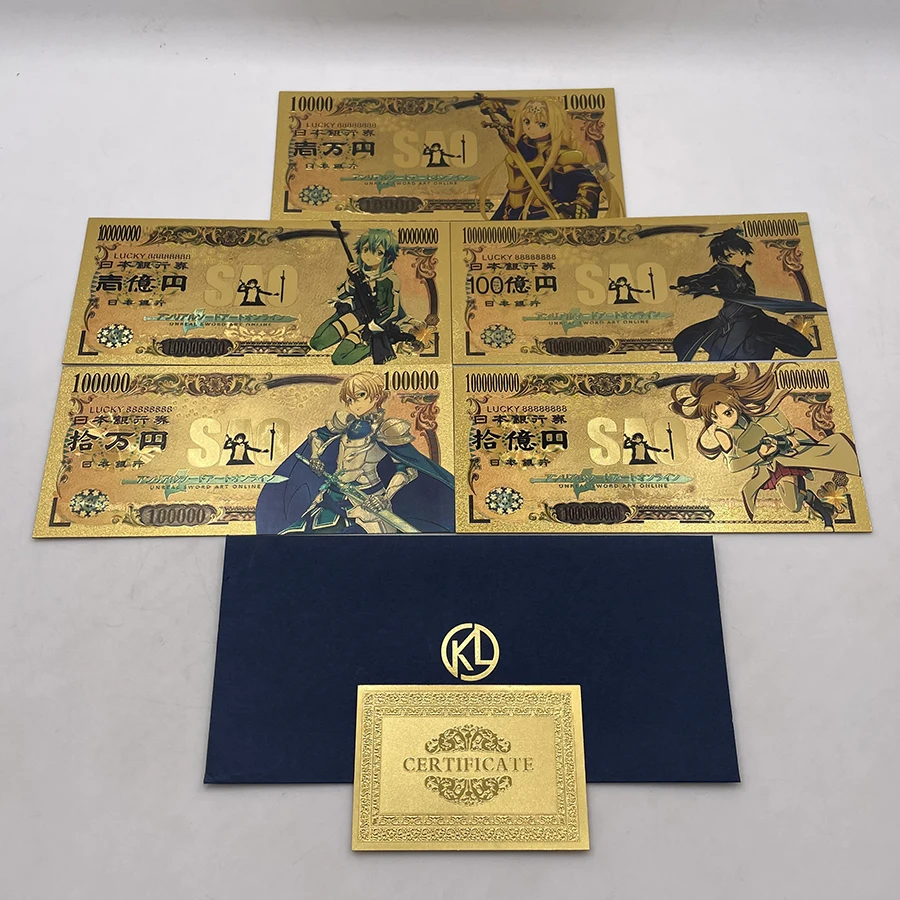 

Japanese Anime Sword Art Online Gold Banknote SAO YUI Super Sonico Card as Fan Great Gift