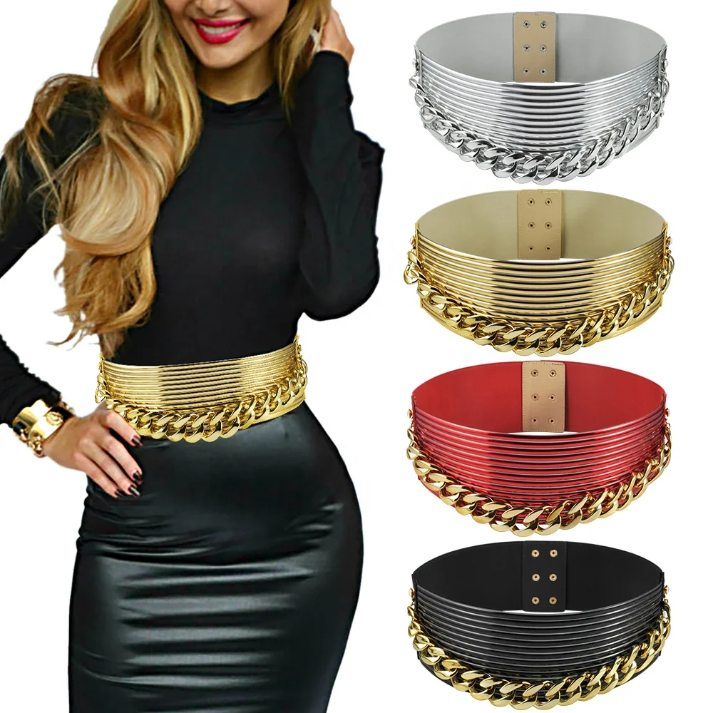 

Faux Leather Belt Women's Corset Wide Waist Belt Metal Buckle Waistband Decorative Corset Strap Party Dress Accessories