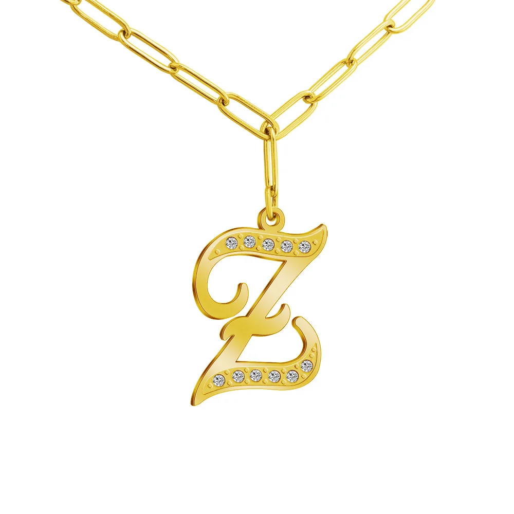 

RFJEWEL 2021 New arrival 18K gold plating Stainless steel material custom initial letter Z necklace for women jewelry gifts