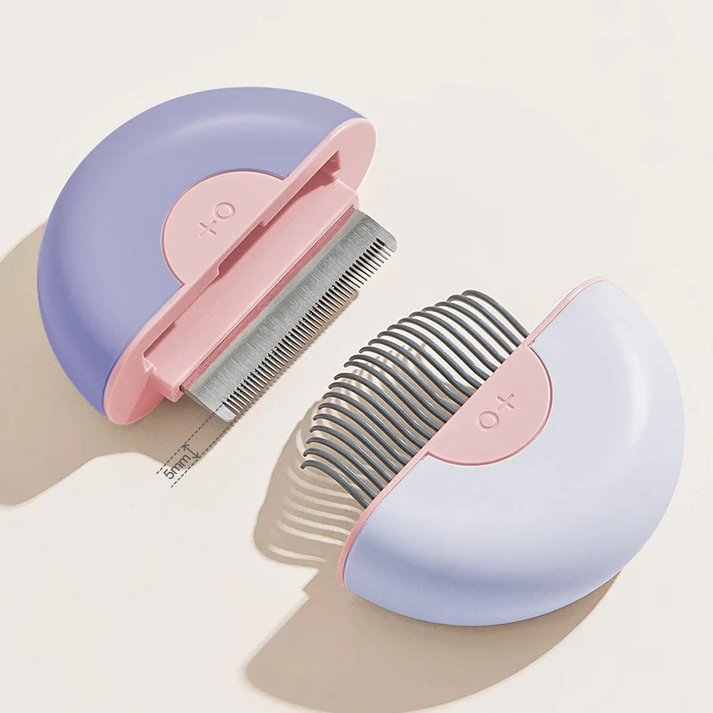 

Wholesale Pet dog Cleaning and Grooming Brush Gemini Stainless Steel Cat Hair Removal Portable Two-in-one Pet Cat Comb, As picture