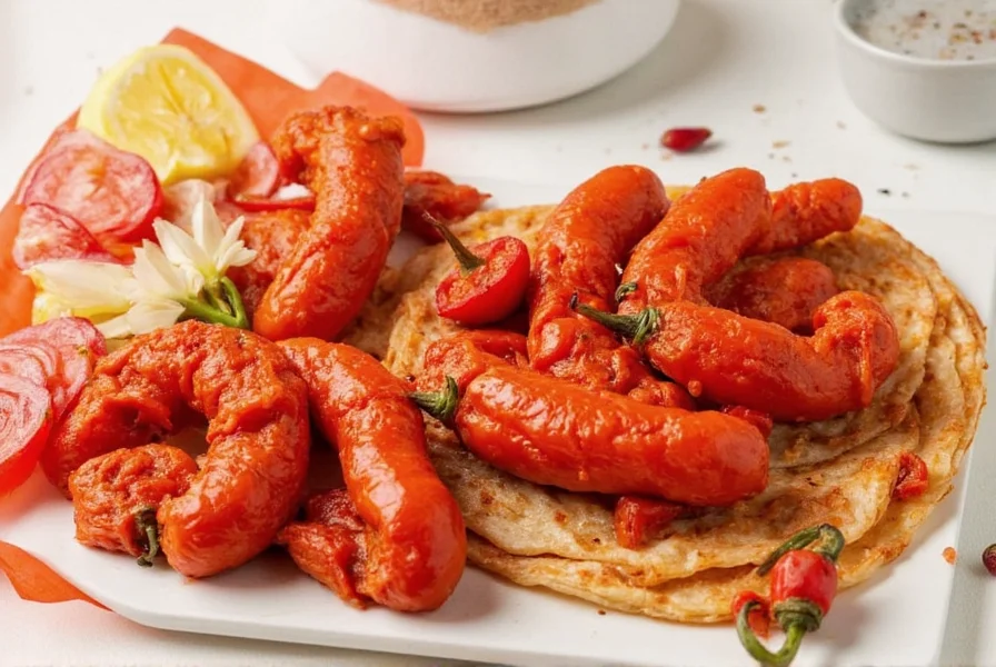 Pasta dish with red pepper flakes and oil