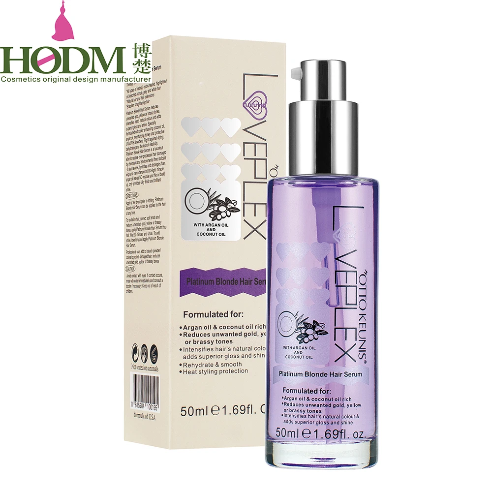 

OEM organic Anti Yellow Brightening Growth Purple pure Serum With Argan Oil for Blonde Hair Care Oil