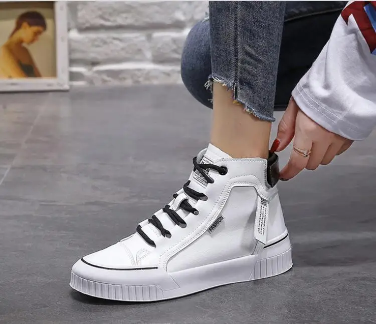 
Soft Breathable High Cut Sport Shoes Fashion comfortable Women Skateboard Shoes Girls White Casual Shoes 