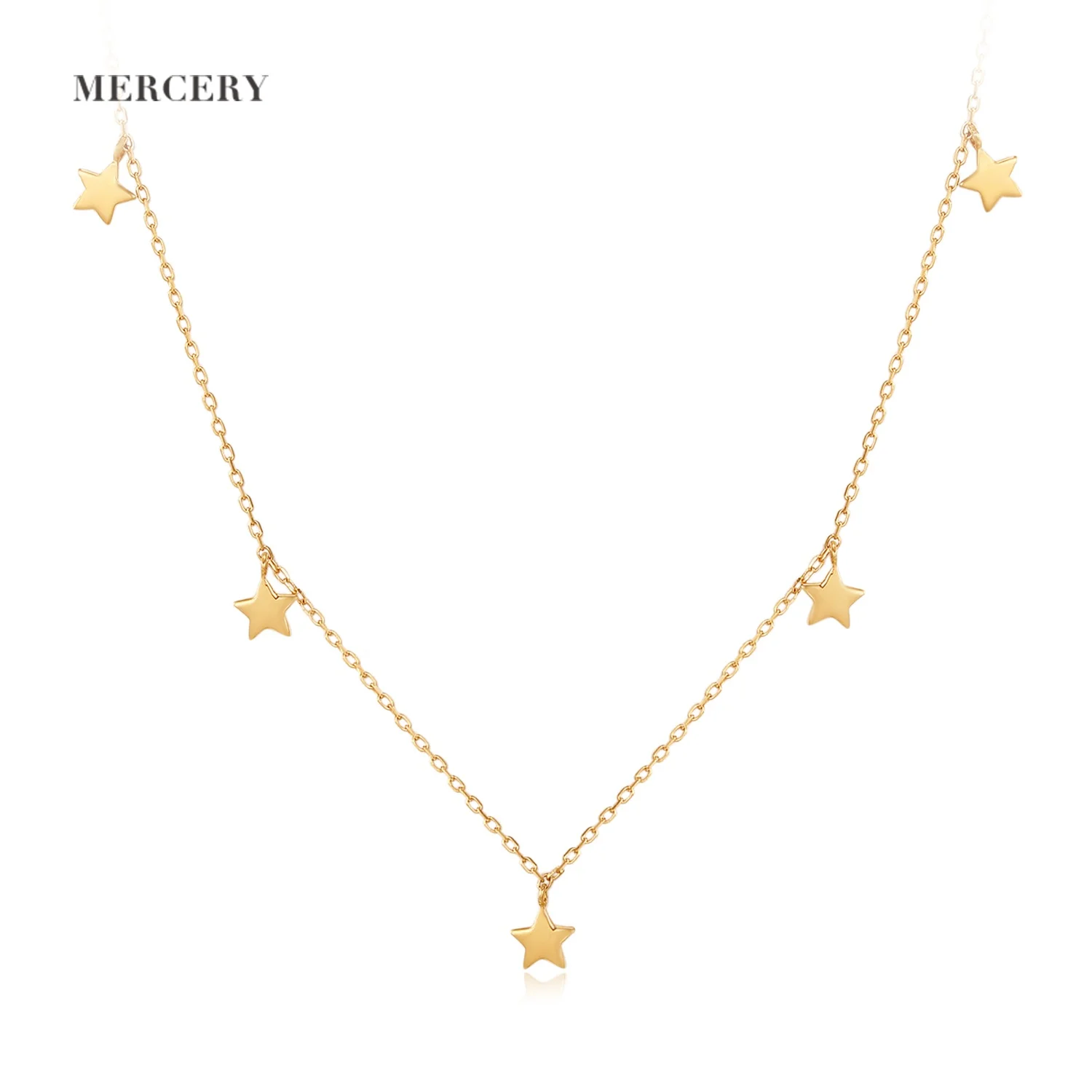 

Mercery Classic Design Star Pendant Necklaces Creative Simple Pentagram 14k Solid Gold Star Charms Necklace For Women Gift