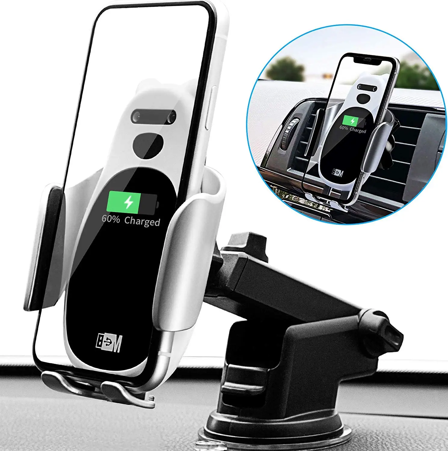 Wireless car charger. Samsung Wireless car Charger. Gravity Air Vent car Holder with Wireless Charging + QC 3.0 Charger + Micro USB Cable 1.2m Black.