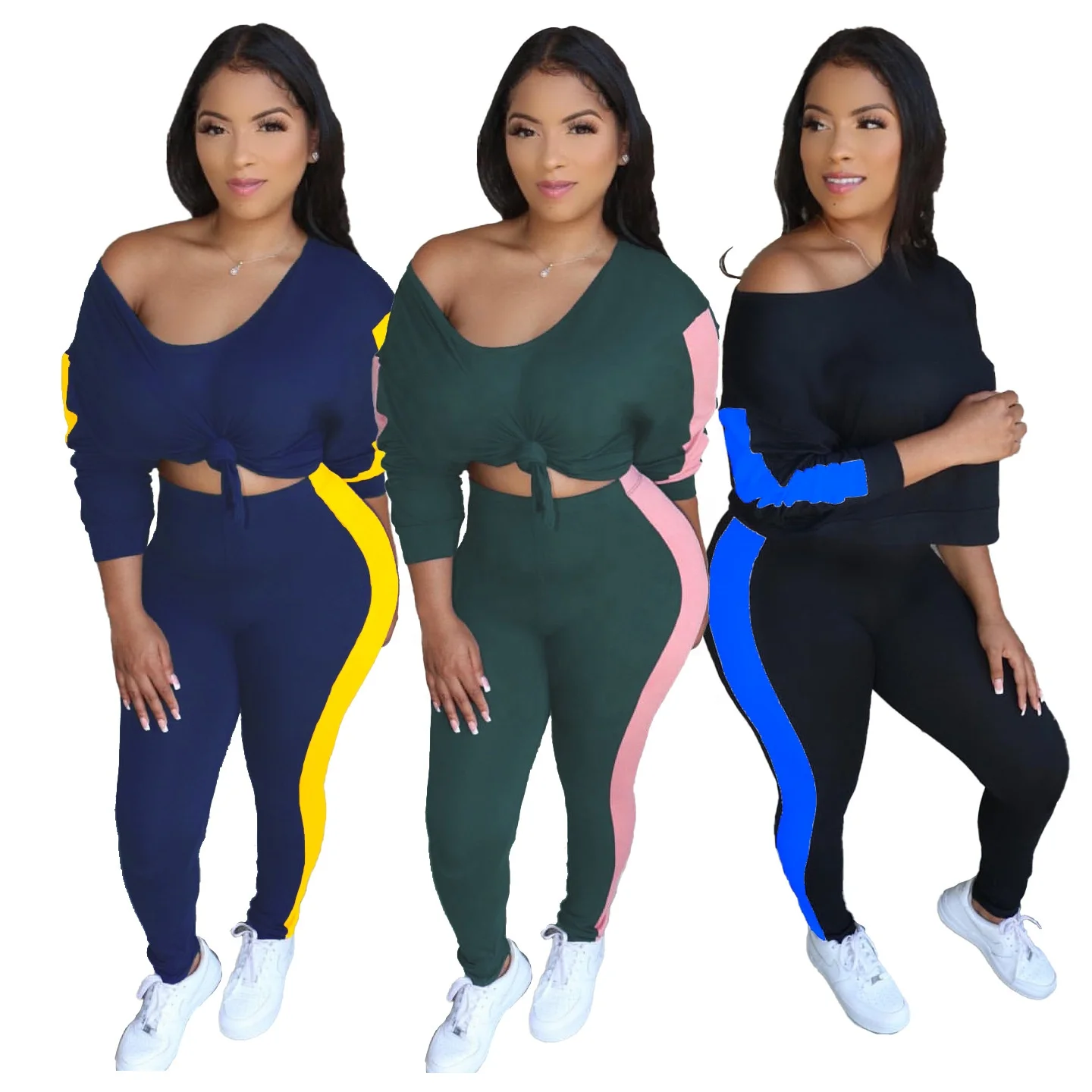 

Ladies Fashion Trendy Plus Size Reflective Strip Winter Women Sports Set