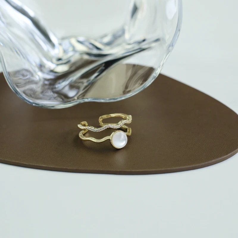 

Vershal Engagement Wedding Opal Finger Adjustable Double Layer Women Rings For Ladies Jewelry