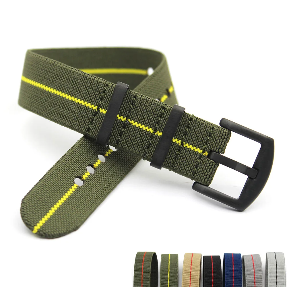 

High End Army Green Yellow Parachute Watchbands PVD Bulk Nato Watch Strap, 25 colors available