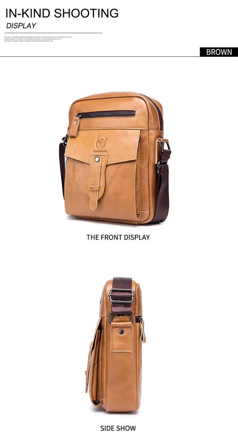 Bullcaptain Retro Leather Messenger Bag Men's Casual Shoulder Bag Men's