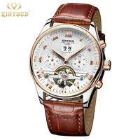 

KINYUED J012 Men's Mechanical Watch Leather Belt Automatic Calendar Auto Date Luxury Men Watches